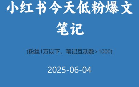 小红书今天低粉爆文笔记